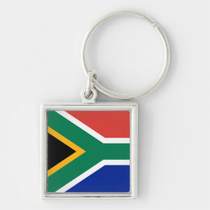 Södra Afrikans Flagga-nyckelkedja Fyrkantig Silverfärgad Nyckelring