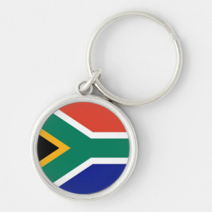 Södra Afrikans flagga-nyckelkedja Rund Silverfärgad Nyckelring