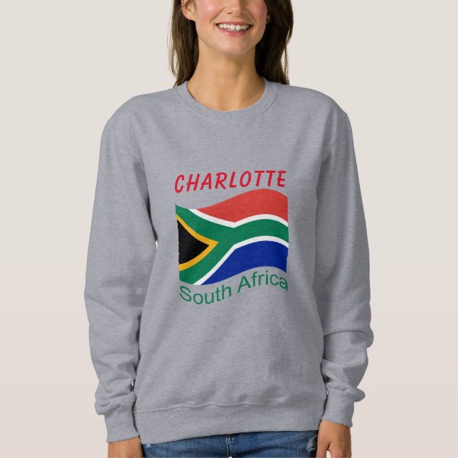 Södra Afrikans Flagga Sweatshirt T Shirt (Framsida)