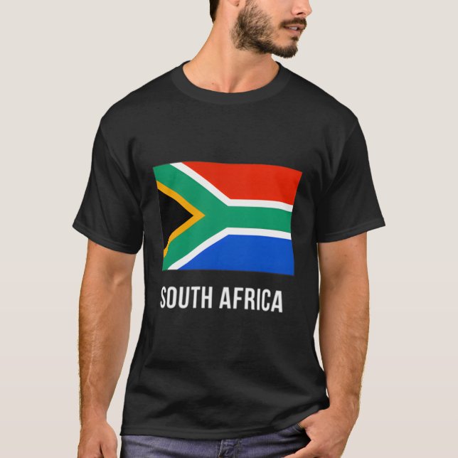 Södra Afrikans Flagga Sydafrika T Shirt (Framsida)