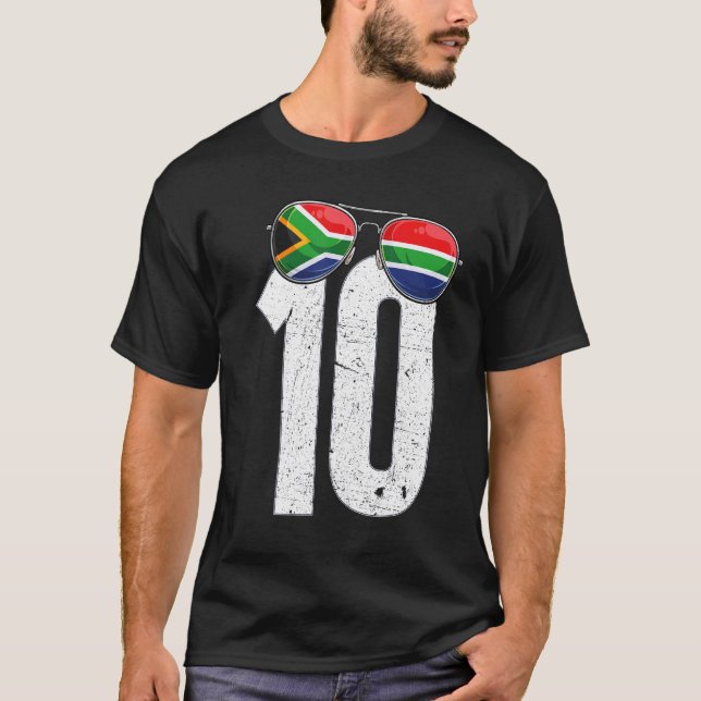 Södra Afrikans fotbollsspelare nummer 10 Sydafrika T Shirt (Framsida)