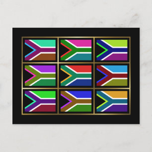 Södra Afrikans vykort för multihue Flaggor