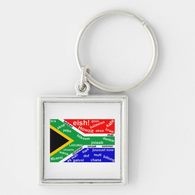 Södra - afrikansk Slangnyckelring - anpassade Fyrkantig Silverfärgad Nyckelring (Framsidan)