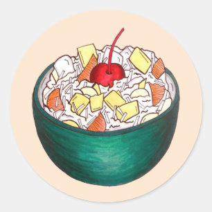 Södra Ambrosia Coconut Marshmallow Fruit Salad Runt Klistermärke