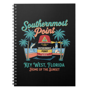 Södra Ändpunkt Key West Retro Tropisk Atmosfär Anteckningsbok