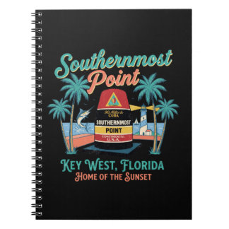 Södra Ändpunkt Key West Retro Tropisk Atmosfär Anteckningsbok