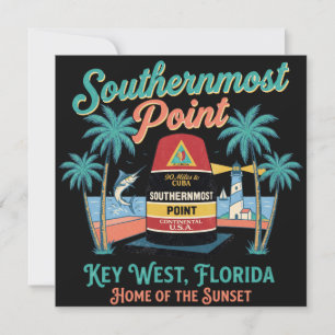 Södra Ändpunkt Key West Retro Tropisk Atmosfär Inbjudningar