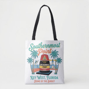 Södra Ändpunkt Key West Retro Tropisk Atmosfär Tygkasse