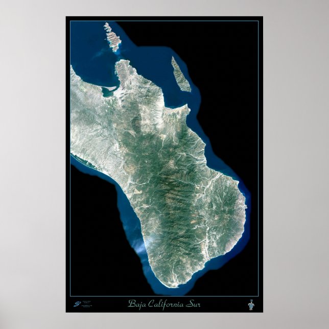 Södra Baja Kalifornien, Mexiko poster via satellit (Framsidan)