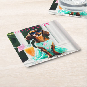 Södra Bell Dachshund Party Drink Coasters Underlägg Papper Kvadrat