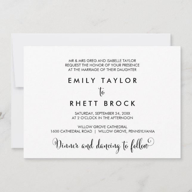 Södra Belle Calligraphy Formal Bröllop Inbjudningar (Framsida)