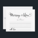 Södra Belle Calligraphy Giftermål Advice-kort Rådkort<br><div class="desc">Dessa rådgivningskort i giftermål är perfekten för en modern bröllopsmottagning eller möhippa. Den minimalistiska designen har rustik,  men ändå elegant svart och vit typografi med nykterhet för ett enkelt utseende. Anpassa korten med namn i bruden och brudgummen.</div>