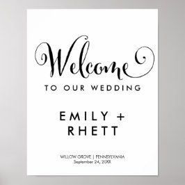 Södra Belle Calligraphy Välkommen Bröllop Poster