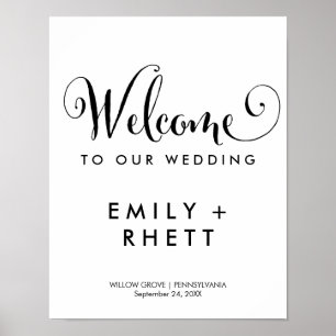 Södra Belle Calligraphy Välkommen Bröllop Poster