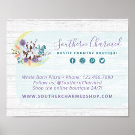 Södra Blommiga Bomull Måne & Rustika Trä Landsbygd Poster