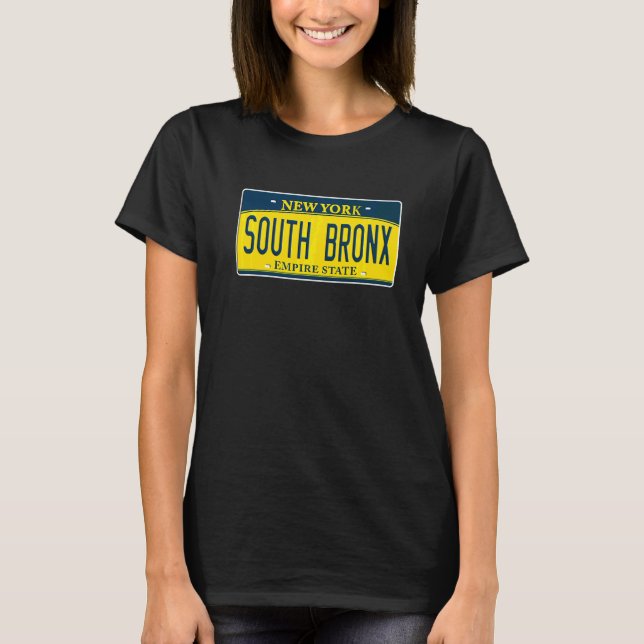 Södra Bronx New York Ny grannlandslicensskylt T Shirt (Framsida)