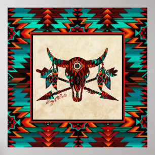 Södra Buffalo Skull och pilar Poster