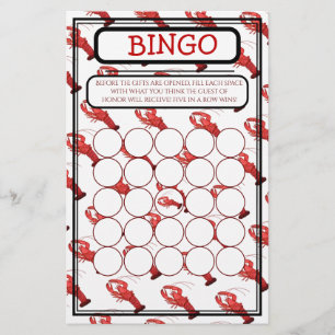 Södra Cajun Red Kräftor Boil Baby Shower Bingo
