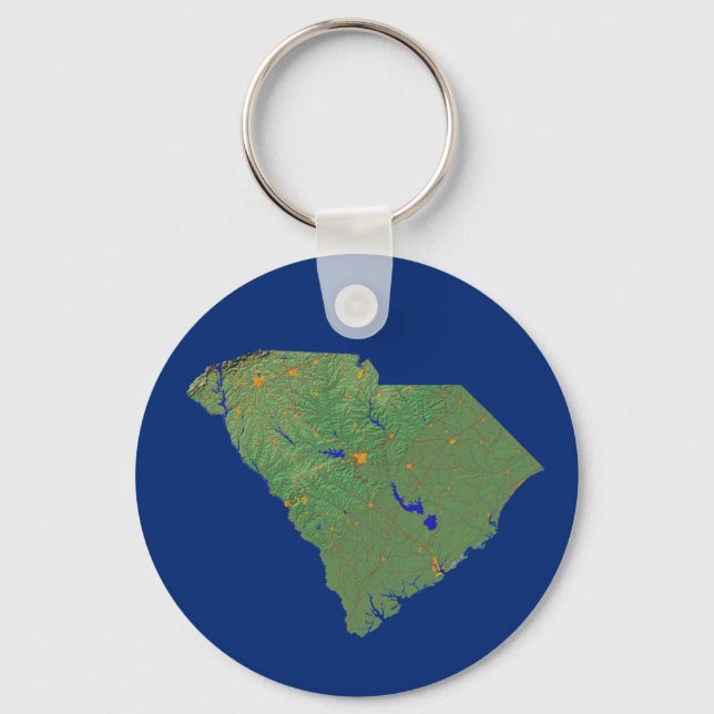 Södra Carolina Karta Keychain Nyckelring (Framsida)