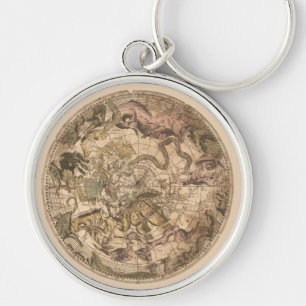 Södra Celestial Sphere Keychain Rund Silverfärgad Nyckelring