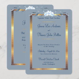 Södra Charm Dusty Blue Bröllop Inbjudningar