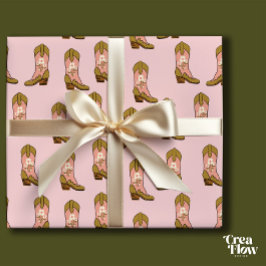 Södra Cowgirl-stövlar Rosa Birthday Presentpapper