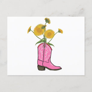 Södra Cowgirl Western Postcard Rosa Boot Helg Vykort