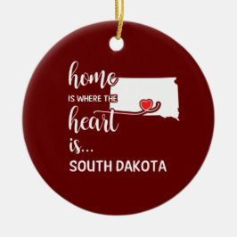 Södra Dakota är där hjärtat finns Julgransprydnad Keramik