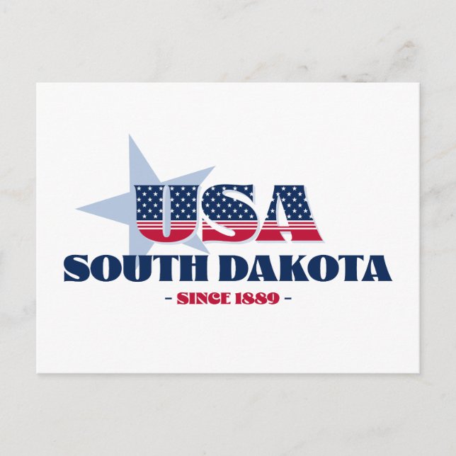 Södra Dakota i rött, vitt och blått vykort (Framsida)
