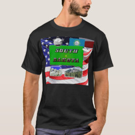 Södra Dakota Karta, Fototext, Faux-kvartal och Fla T-shirt