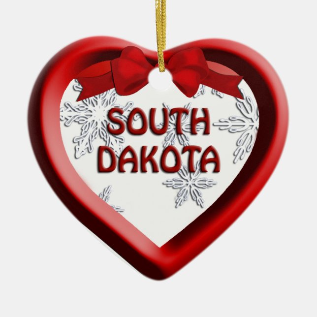 Södra Dakota Snowflake Heart jul Ornament (Framsidan)