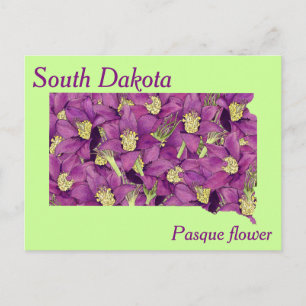 Södra Dakota-staten Flower Collage Karta Vykort