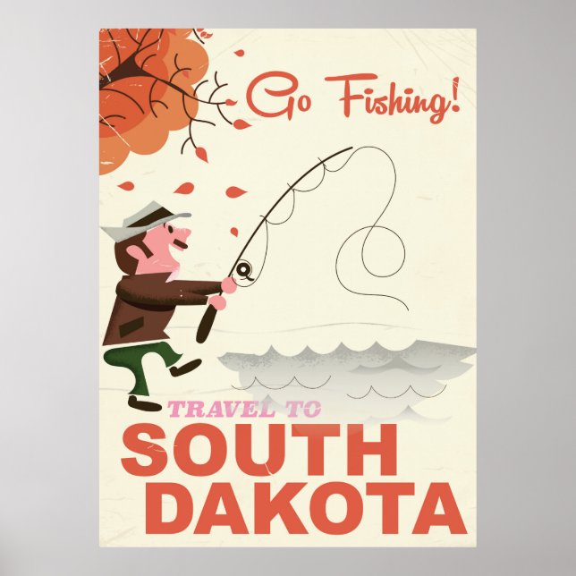 Södra Dakota-vintagens fiskesester poster (Framsidan)