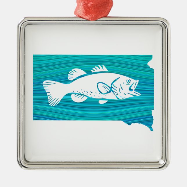 Södra Dakota Wave Fishing Julgransprydnad Metall (Framsidan)