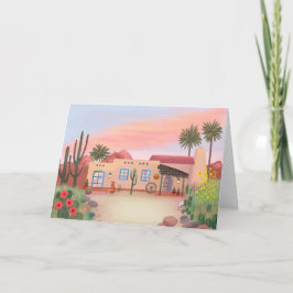 Södra Desert Cactus Adobe House Blank Card Kort