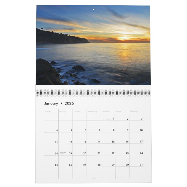 Södra fjärdsolnedgångar kalender (Jan 2026)
