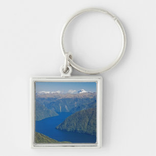Södra fjorden, Lake Te Anau, Fiordland National Fyrkantig Silverfärgad Nyckelring