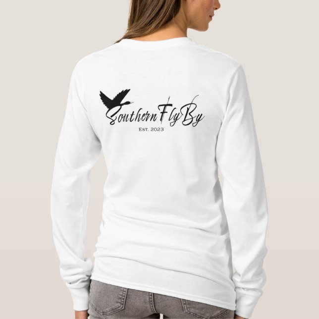 Södra flugan med trä Anka och kattlar - ENDAST VIT T Shirt (Baksida)