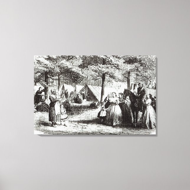 Södra flyktingar på camping i skogen canvastryck (Framsida)