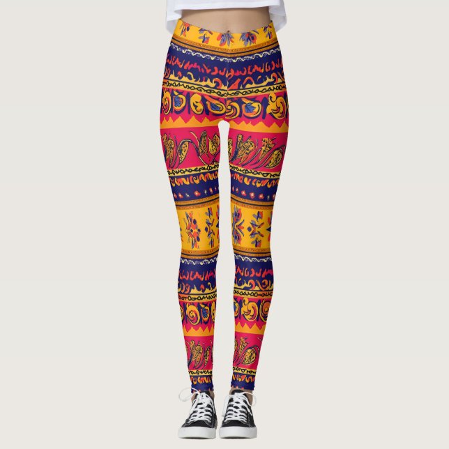 Södra folklore-mönster leggings (Framsida)