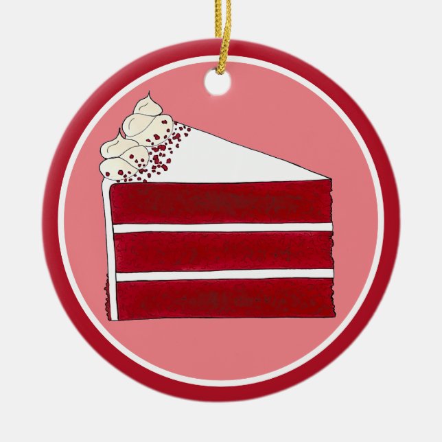 Södra Food Red Velvet Lagrar Cake Slice Bakery Julgransprydnad Keramik (Framsidan)