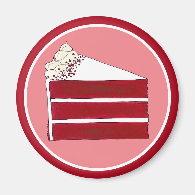 Södra Food Red Velvet Lagrar Cake Slice Bakery Magnet (Framsidan)