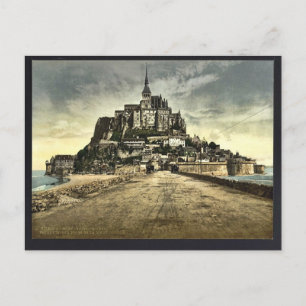 Södra framsidan från dike, Mont St. Michel, Frankr Vykort