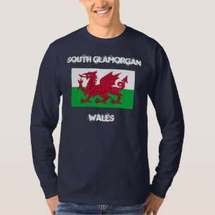 Södra Glamorgan, Wales med walesisk flagga T-shirt