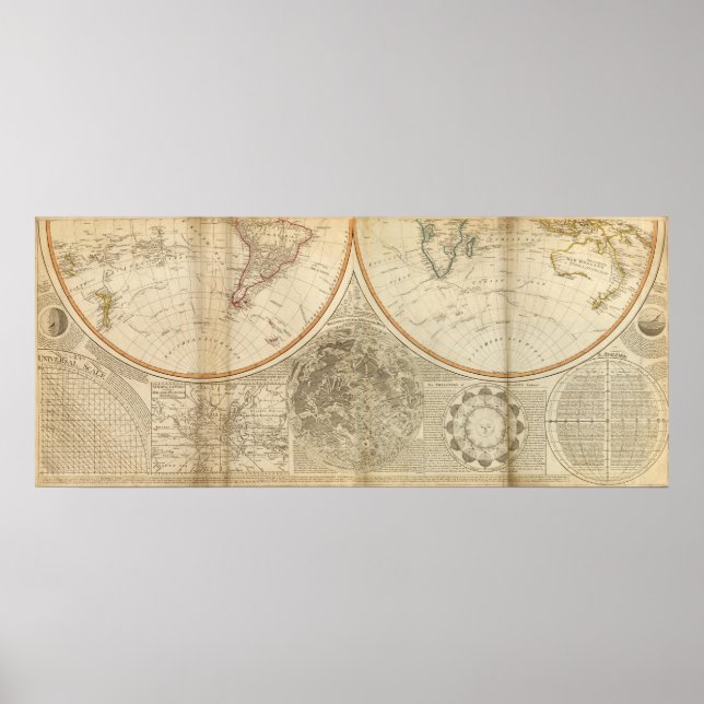 Södra halvklotet karta poster (Framsidan)