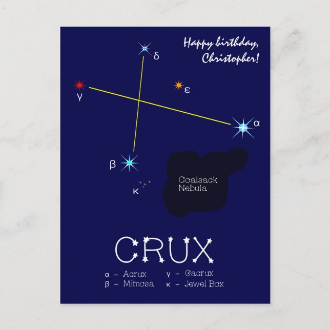 Södra hemisphere Constellation Crux Vykort (Framsida)