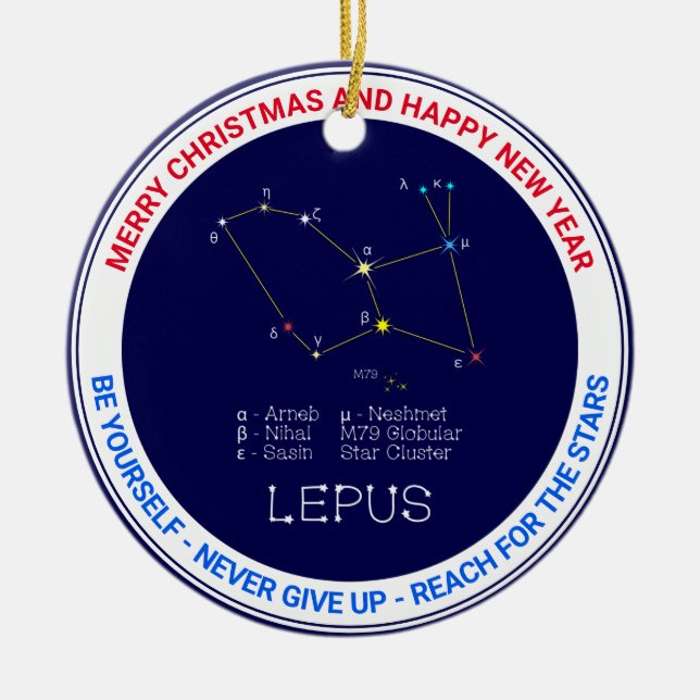 Södra Hemisphere Constellation Lepus Julgransprydnad Keramik (Framsidan)