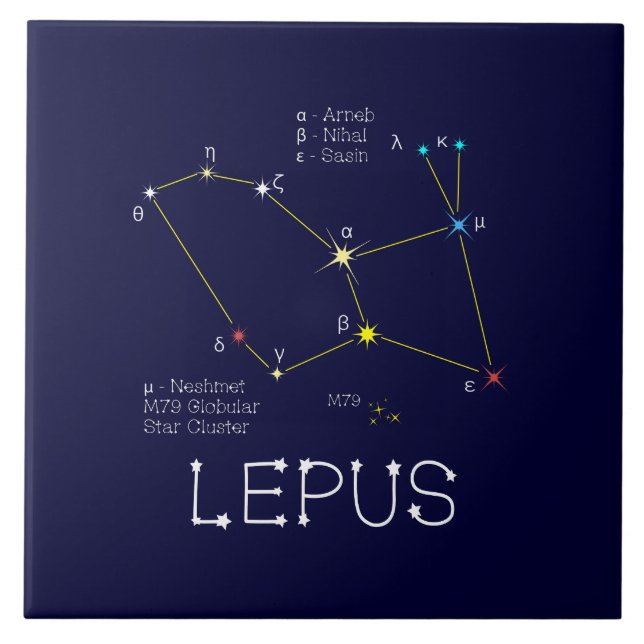 Södra Hemisphere Constellation Lepus Kakelplatta (Framsidan)