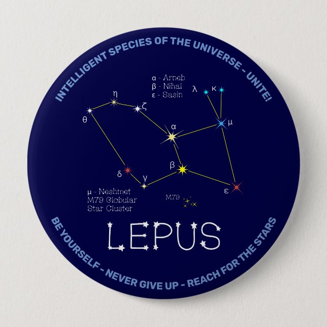 Södra Hemisphere Constellation Lepus Knapp (Framsida)