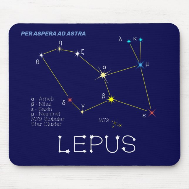 Södra Hemisphere Constellation Lepus Musmatta (Framsidan)